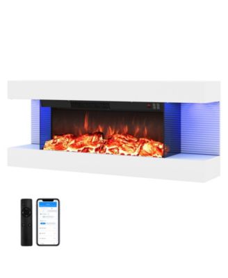 26Inch 3 Sided Wall Mount Electric Fireplace with 40Inch Floating Mantel and 12 Flame