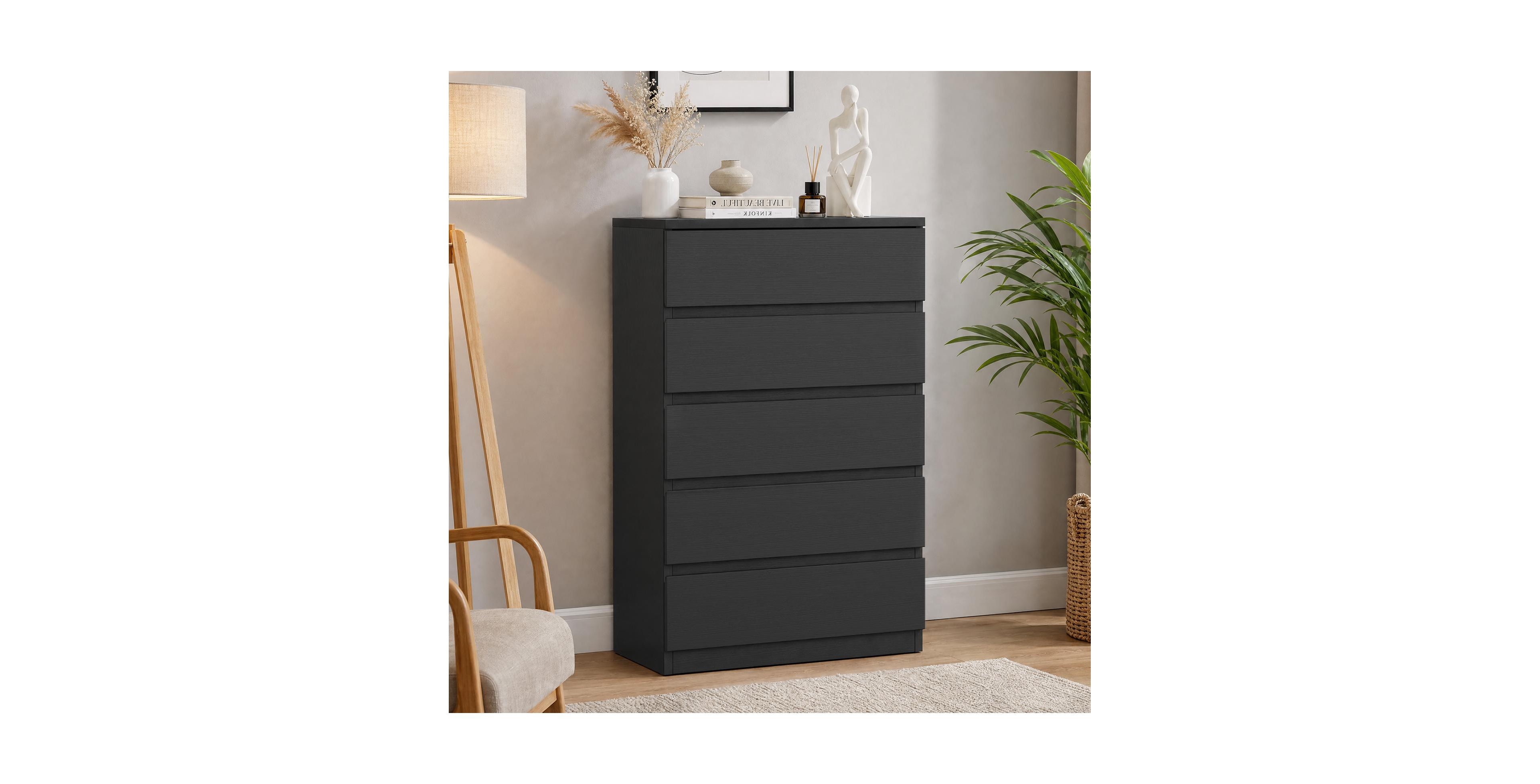 homfan 5 Drawer Dresser for Bedroom, Tall Modern Chest of Drawers, with Deep Drawers Living Room, Hallway, Entryway, Bedroom