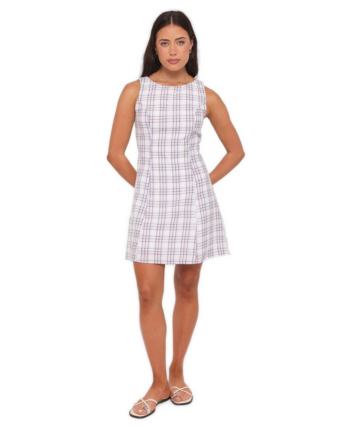 Petal and Pup Women's Circe Plaid A-Line Boat Neck Mini Dress