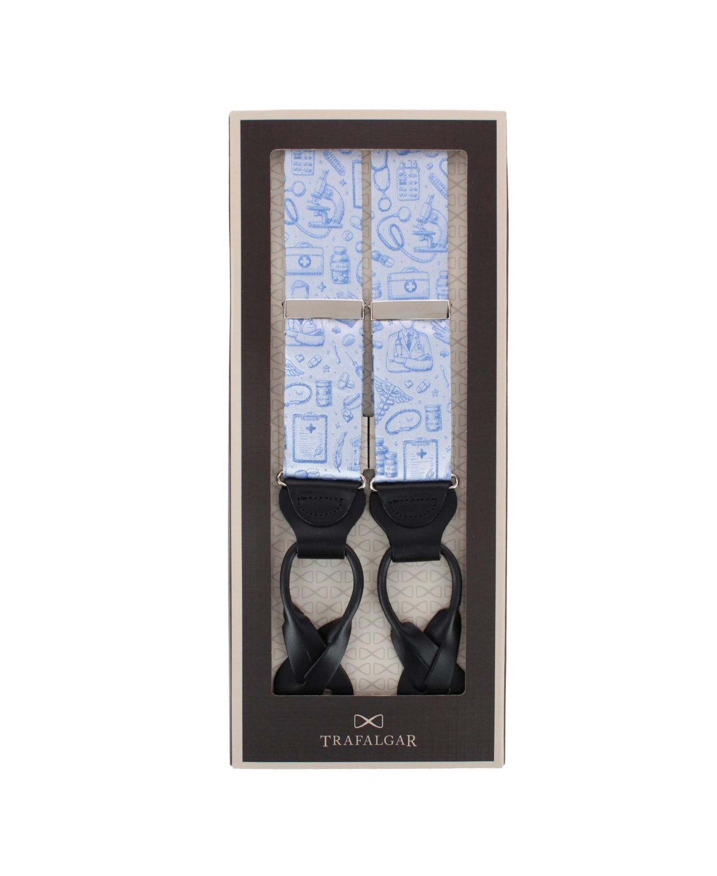 Мужские подтяжки TRAFALGAR Medical Alert Silk Novelty Suspenders, цвет: Светлый синий — фото 4