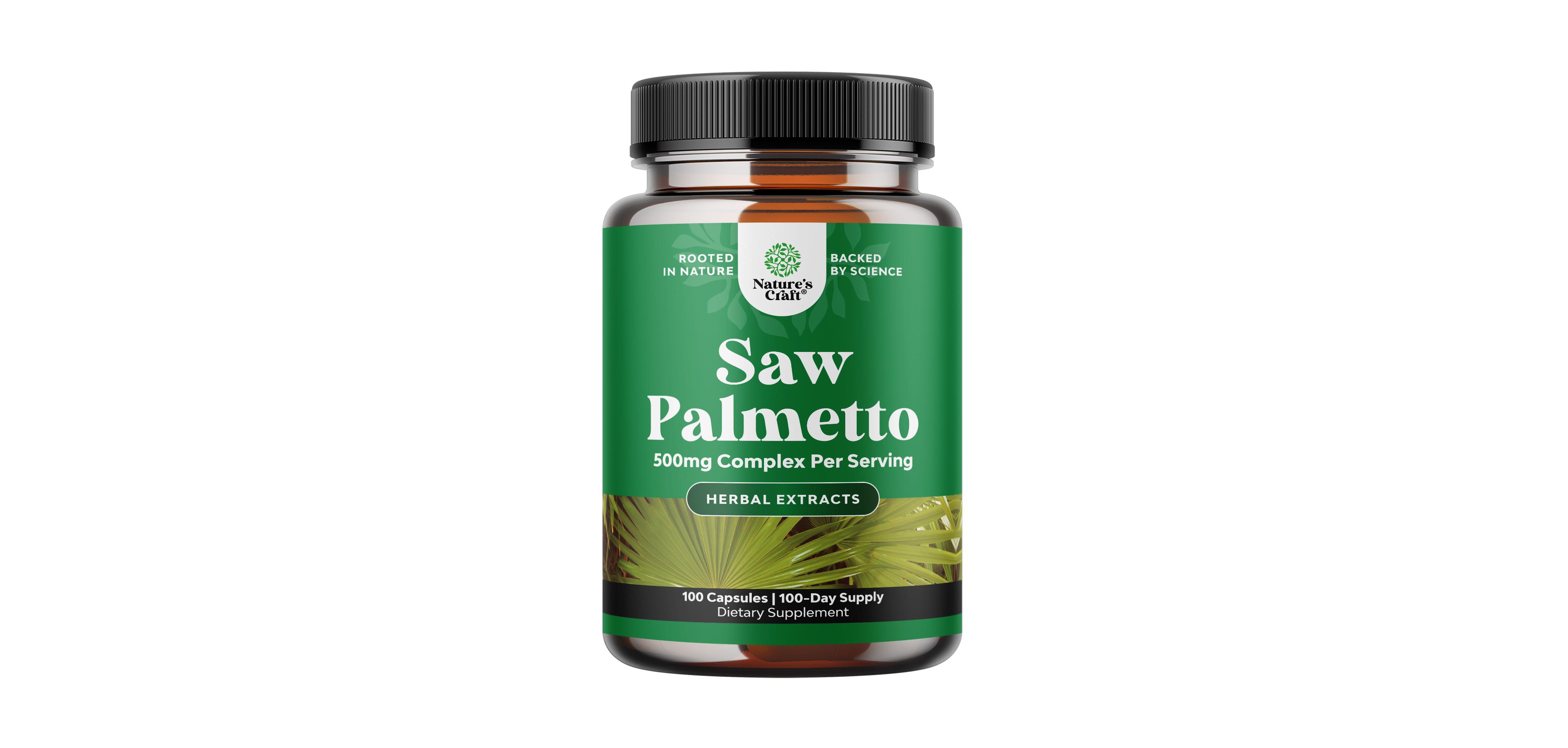 Nature's Craft Saw Palmetto Extract Herbal Supplement, 500 Milligram per Serving, Plant Sterols and Flavonoids, 100 Capsules
