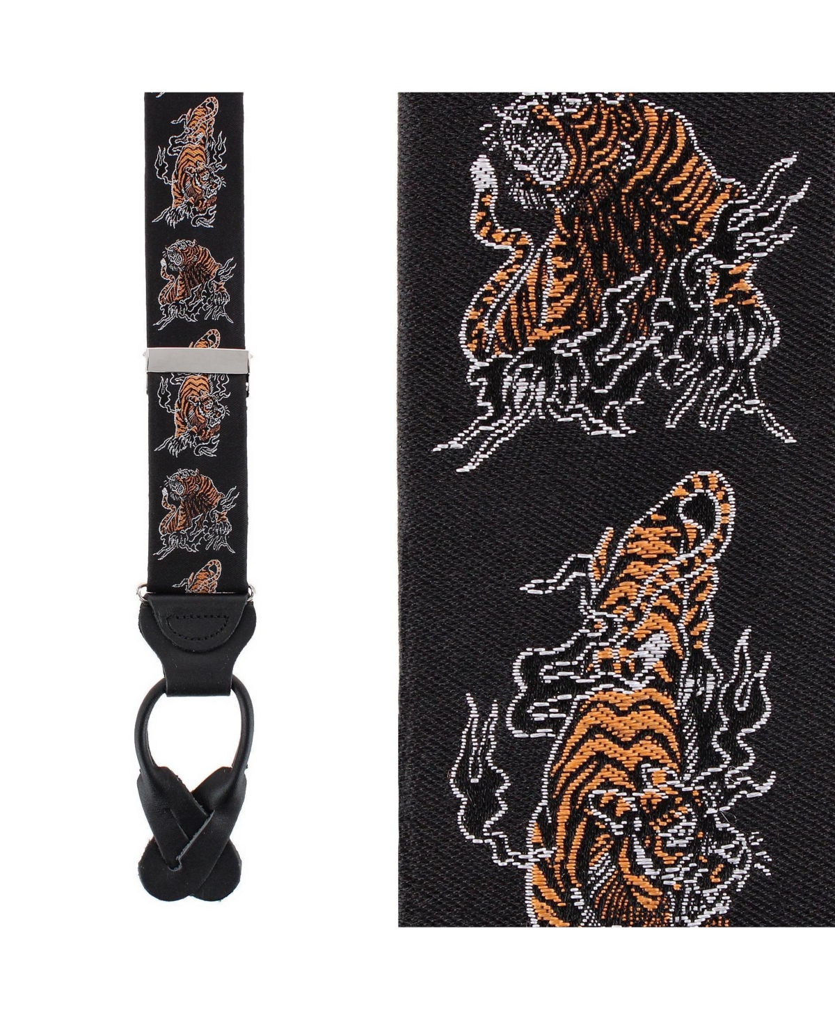 Trafalgar Men's Bengali Crouching Tiger Silk Novelty Button End Suspenders
