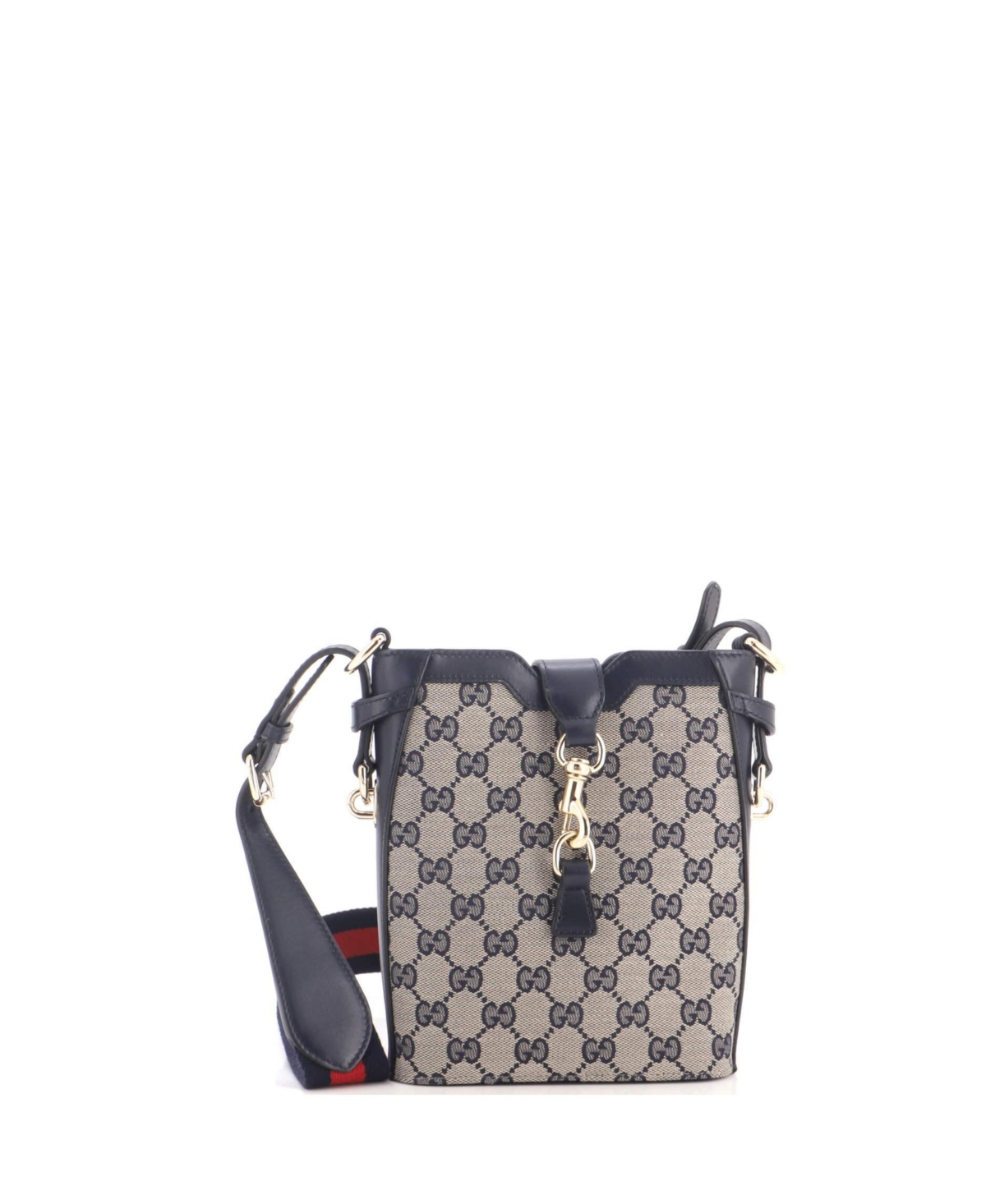 Pre-Owned Gucci Mini Bucket Bag Gg Canvas with Leather - Grey