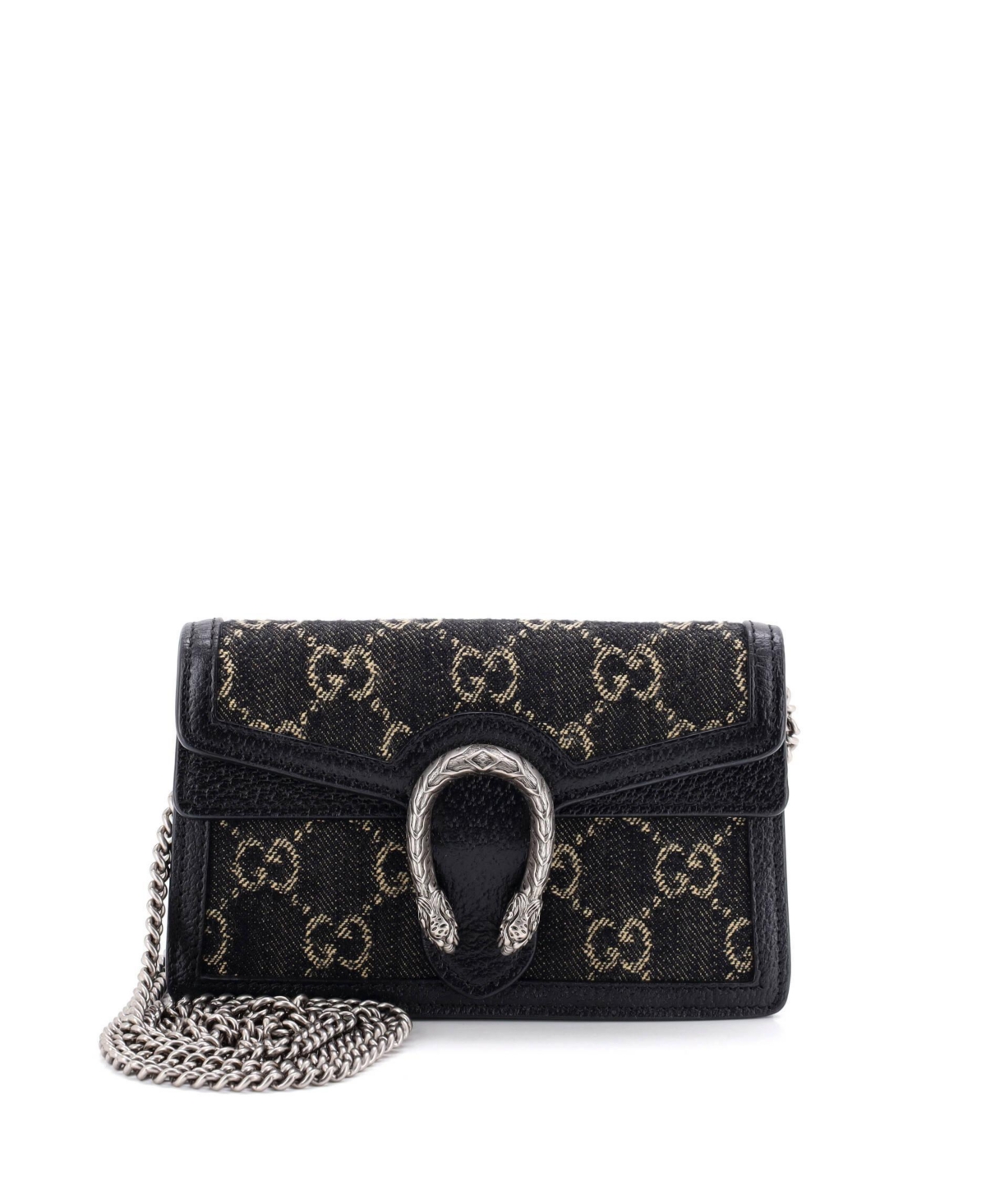 Pre-Owned Gucci Super Mini Dionysus Bag Gg Denim - Black