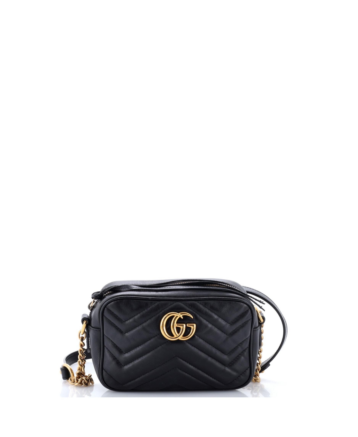 Pre-Owned Gucci Mini Gg Marmont Matelasse Leather Shoulder Bag - Black
