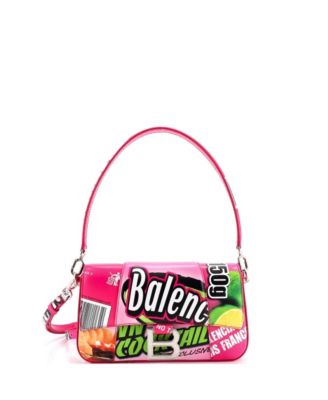 Hourglass Printed Convertible Leather Shoulder Bag, 9"W x 5"H x 2"D