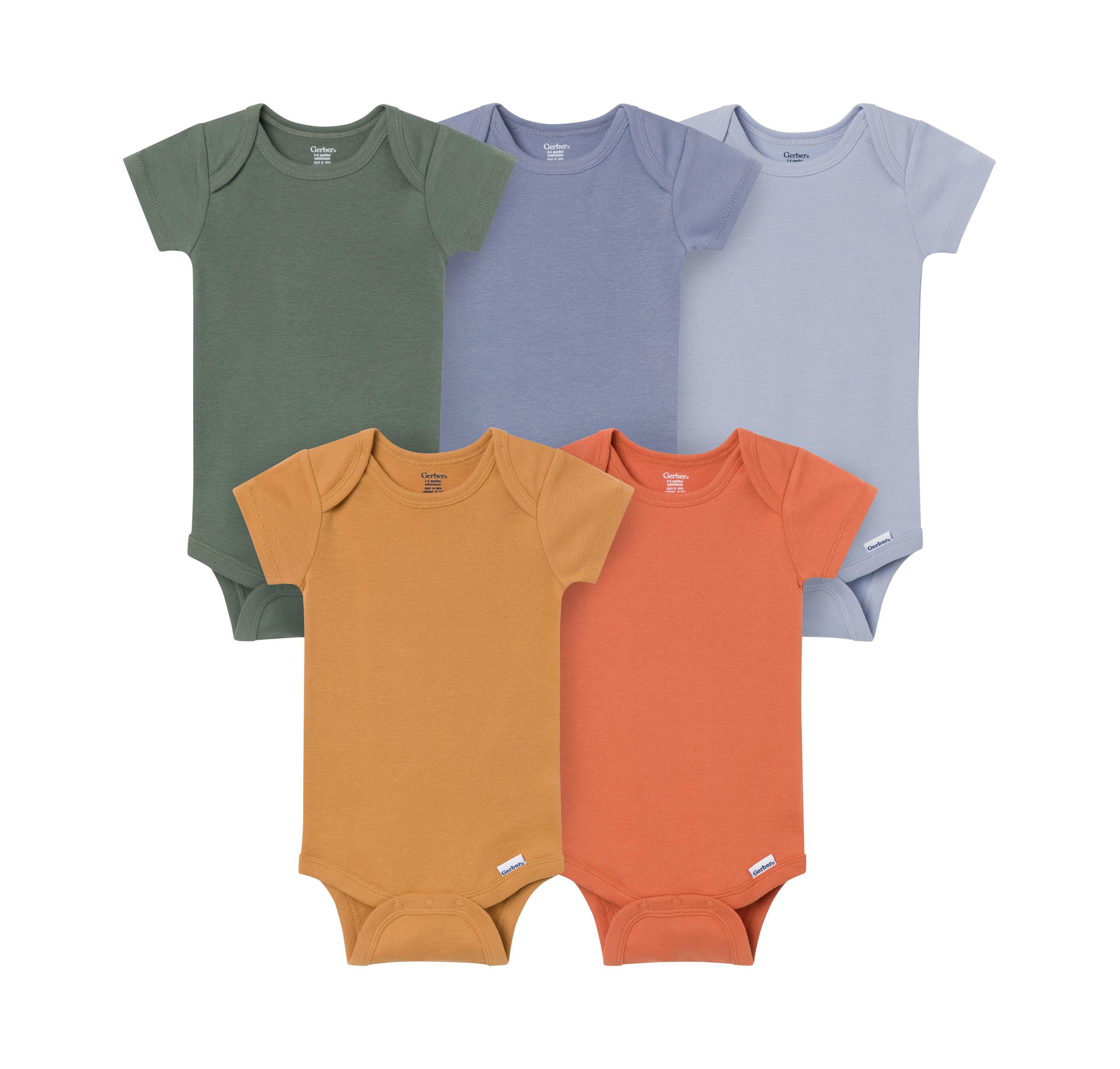 Gerber Baby 5-Pack Short Sleeve Bodysuits, Cozy Neutral, 24 Months