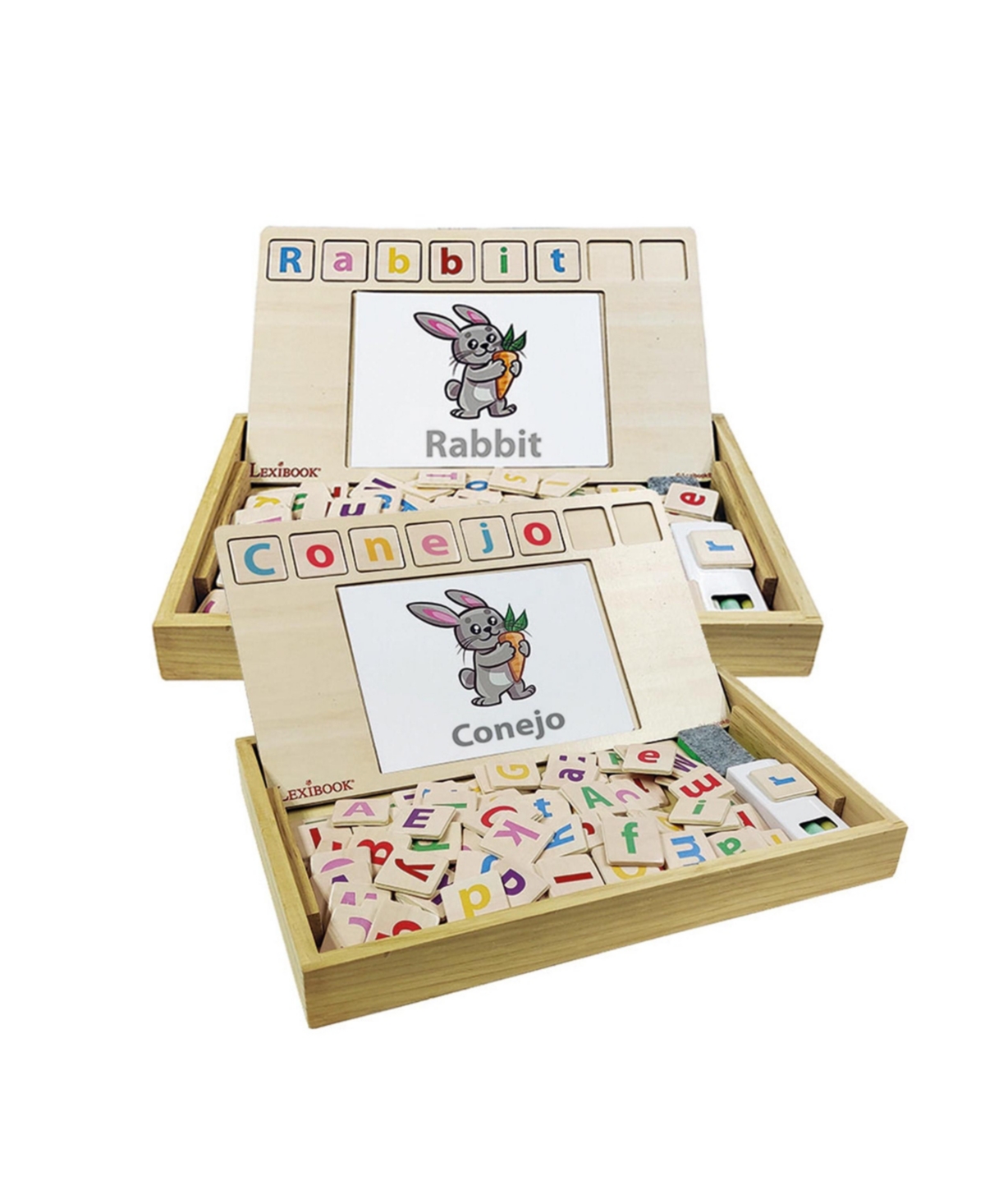 Lexibook Bio Toys Word School Bilingual Spanish/English Vocabulary Learning Educational Game, Ages 3+ - Beige