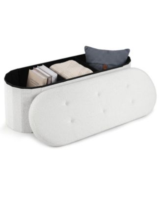 43" Folding Teddy Storage Ottoman Bench with Dividers for Living Room and Bedroom