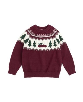 Toddler Boys' 2T-5T Christmas Truck Fair Isle Crewneck Long-Sleeve Sweater