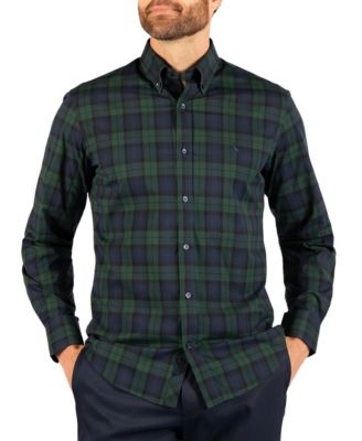 Men's Holiday Tartan Blackwatch Plaid Long Sleeve Shirt
