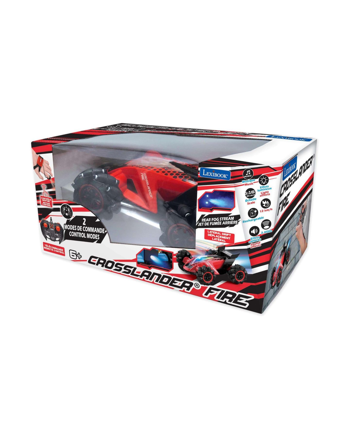 Детская игрушка Lexibook Crosslander Fire 4WD Gesture-Control Rechargeable Stunt Car, цвет: Красный — фото 8