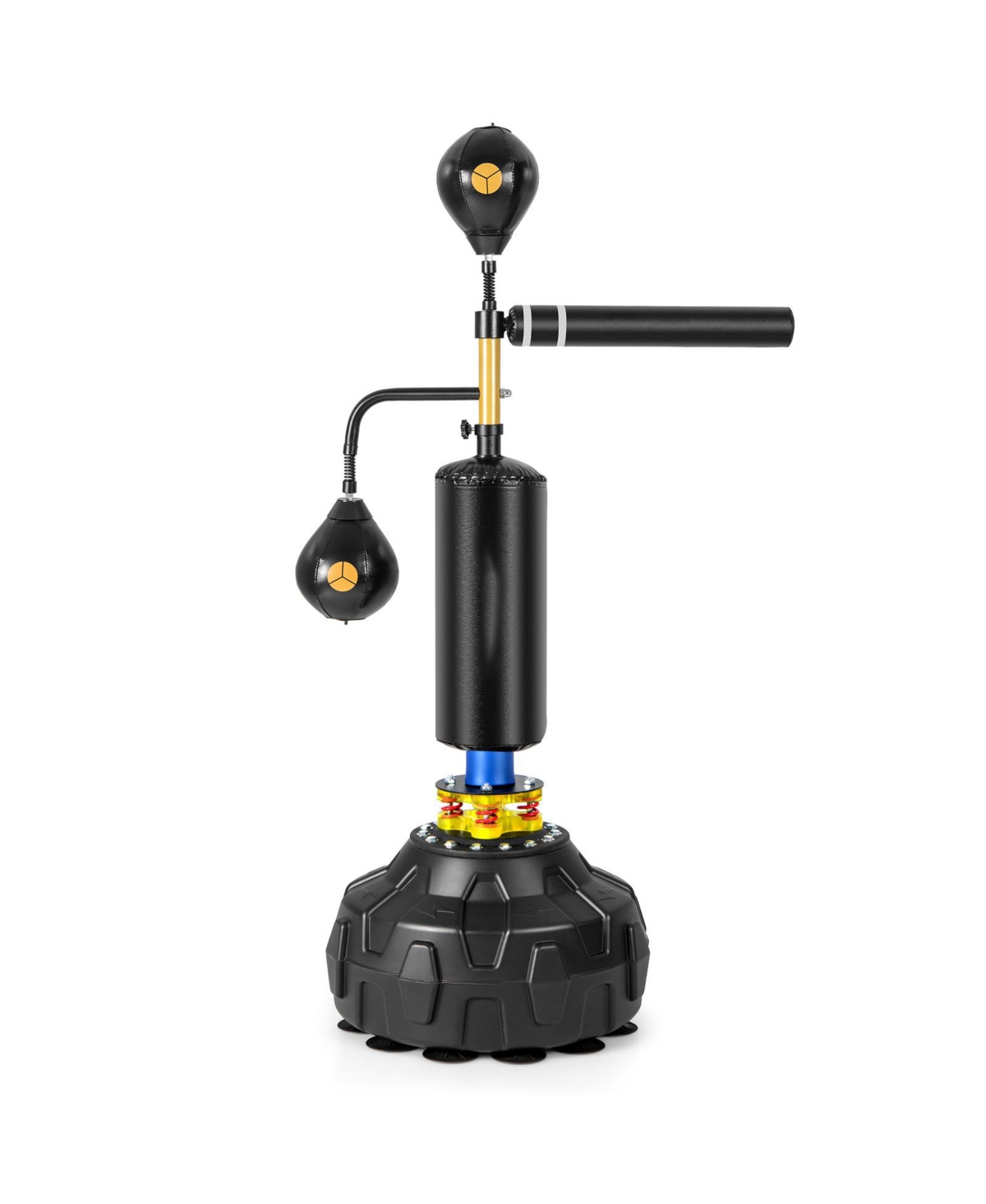 Glintex Boxing Speed Trainer, Freestanding Punching Bag with 360 Degree Spinning Bar, 2 Speed Balls and 66 to 79 in Adjustable Height - Black
