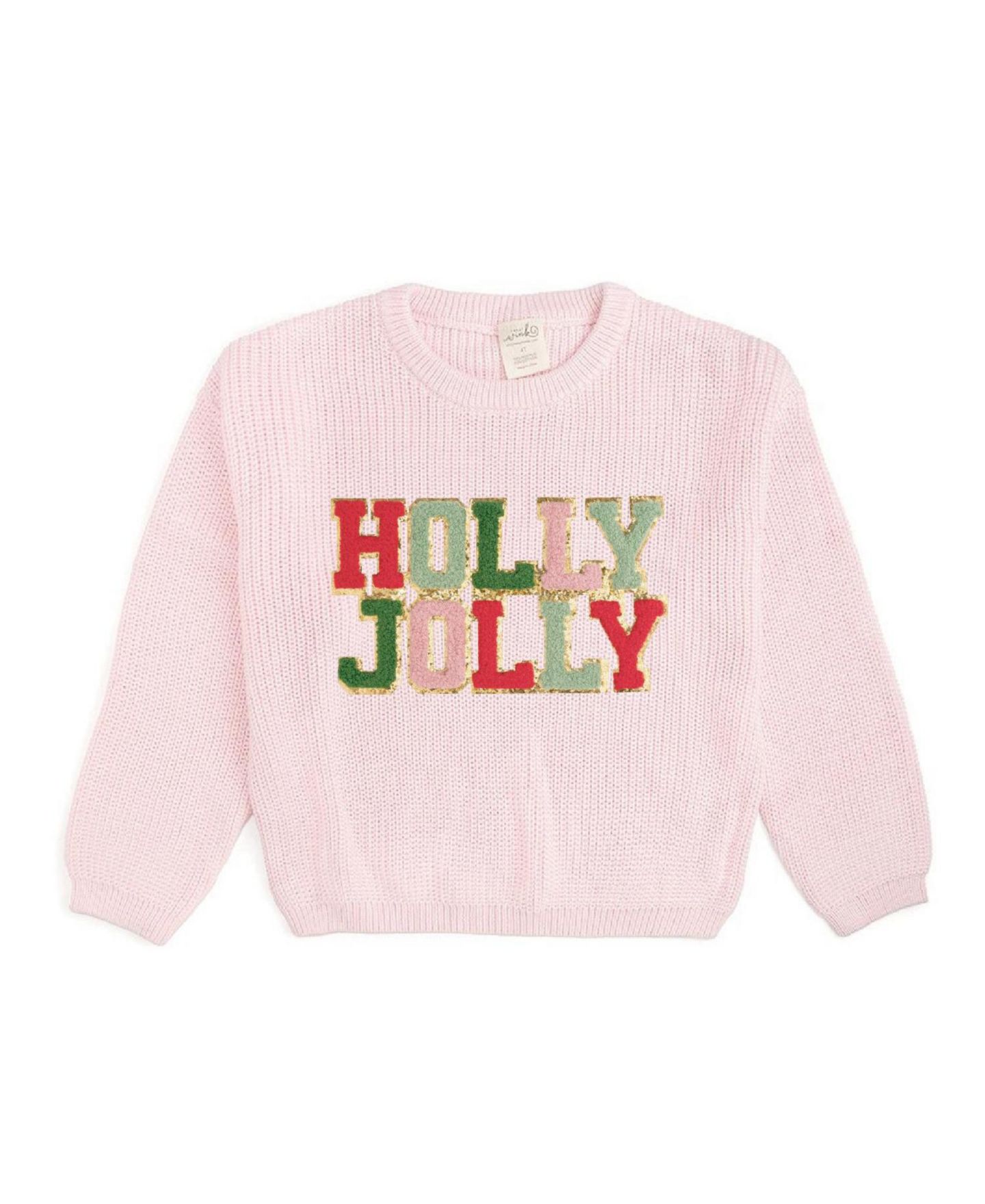 Свитер Sweet Wink Holly Jolly Holiday Crewneck для девочек, цвет: Розовый — фото 1