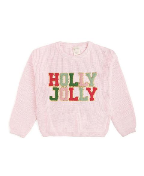 Свитер Sweet Wink Holly Jolly Holiday Crewneck для девочек, цвет: Розовый