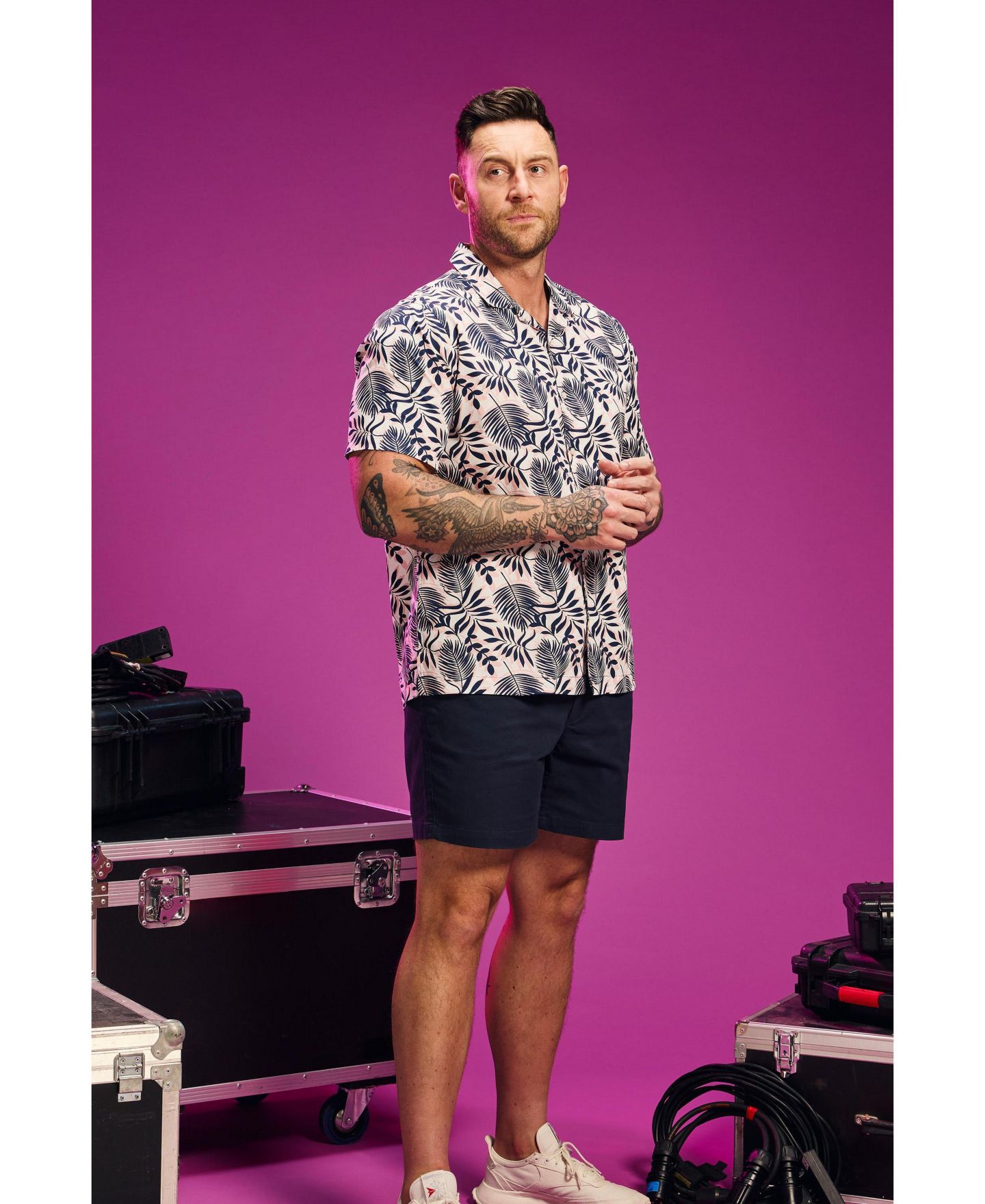 Мужская рубашка Raging Bull Large Fern Short-Sleeve Camp Classic-Fit, цвет: Тёмно-синий — фото 8