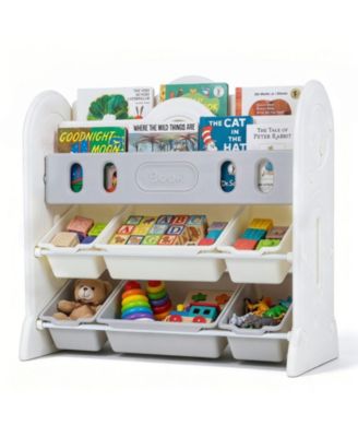 Kids Bookshelf and Toy Organizer with Front-Facing Racks