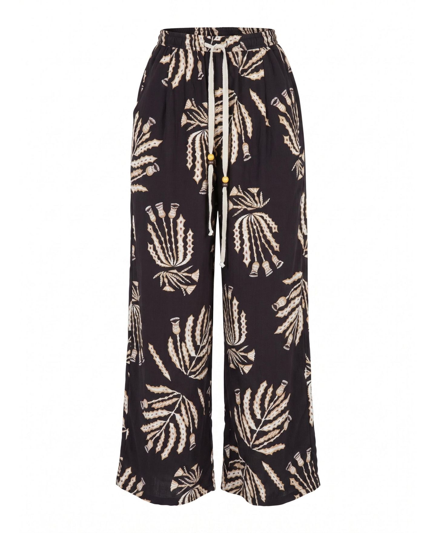 Женские брюки Modenaire Botanical Print Drawstring Wide Leg, цвет: Чёрный — фото 5