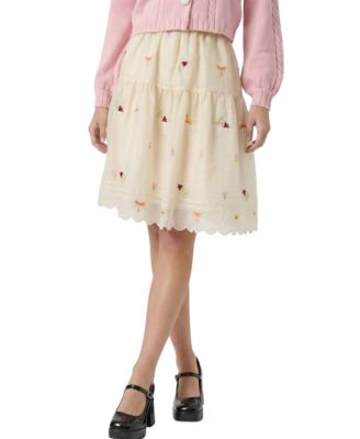 Women's Embroidered Tiered Tulle Skirt