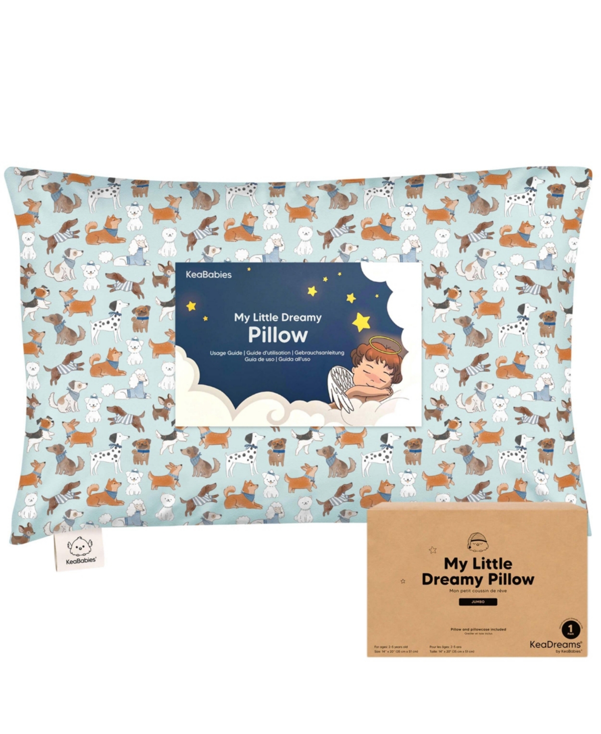 KeaBabies Jumbo Toddler Pillow with Pillowcase, 14X20 Soft Pillows for Sleeping, Kids Travel