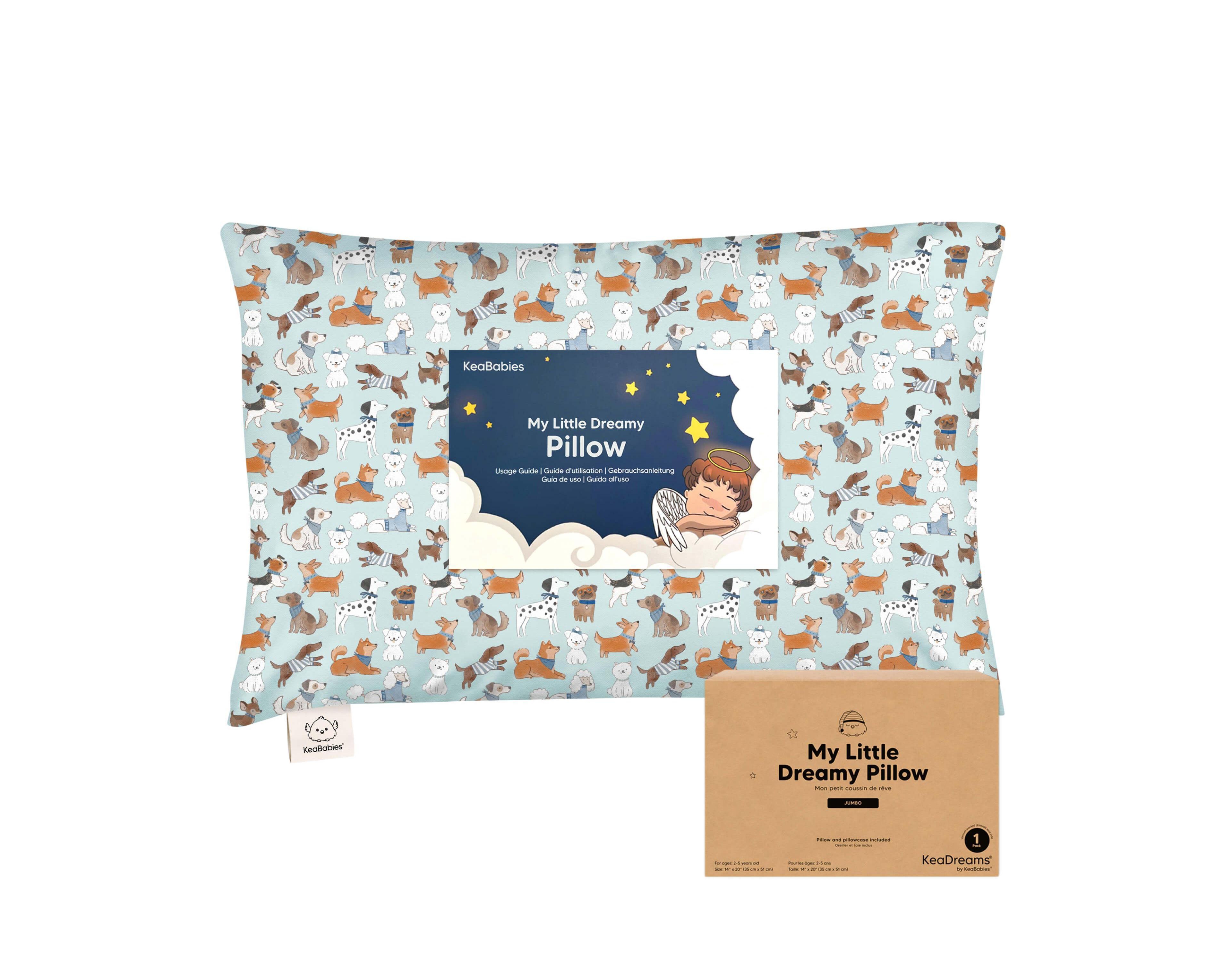 KeaBabies Jumbo Toddler Pillow with Pillowcase, 14X20 Soft Pillows for Sleeping, Kids Travel