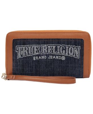 Studded Banner Zip Around Wristlet Wallet, 8"W x 4.5"H x 1"D