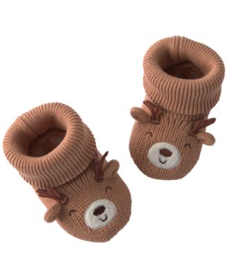 Baby Boys' or Baby Girls' Reindeer Slip-On Knit Booties