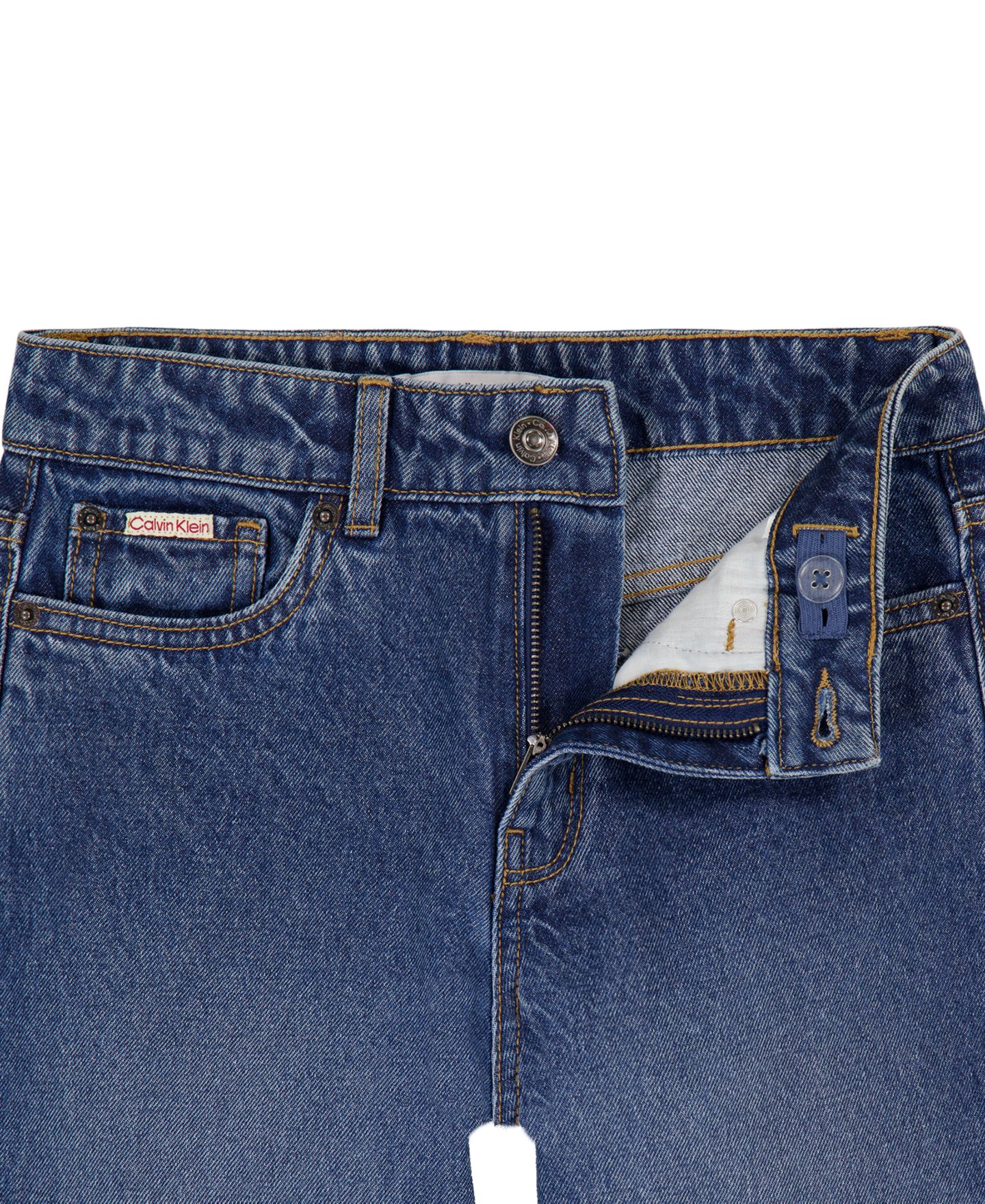 Джинсы Calvin Klein Medium Wash Wide-Leg Denim для девочек, цвет: Синий варёный — фото 5