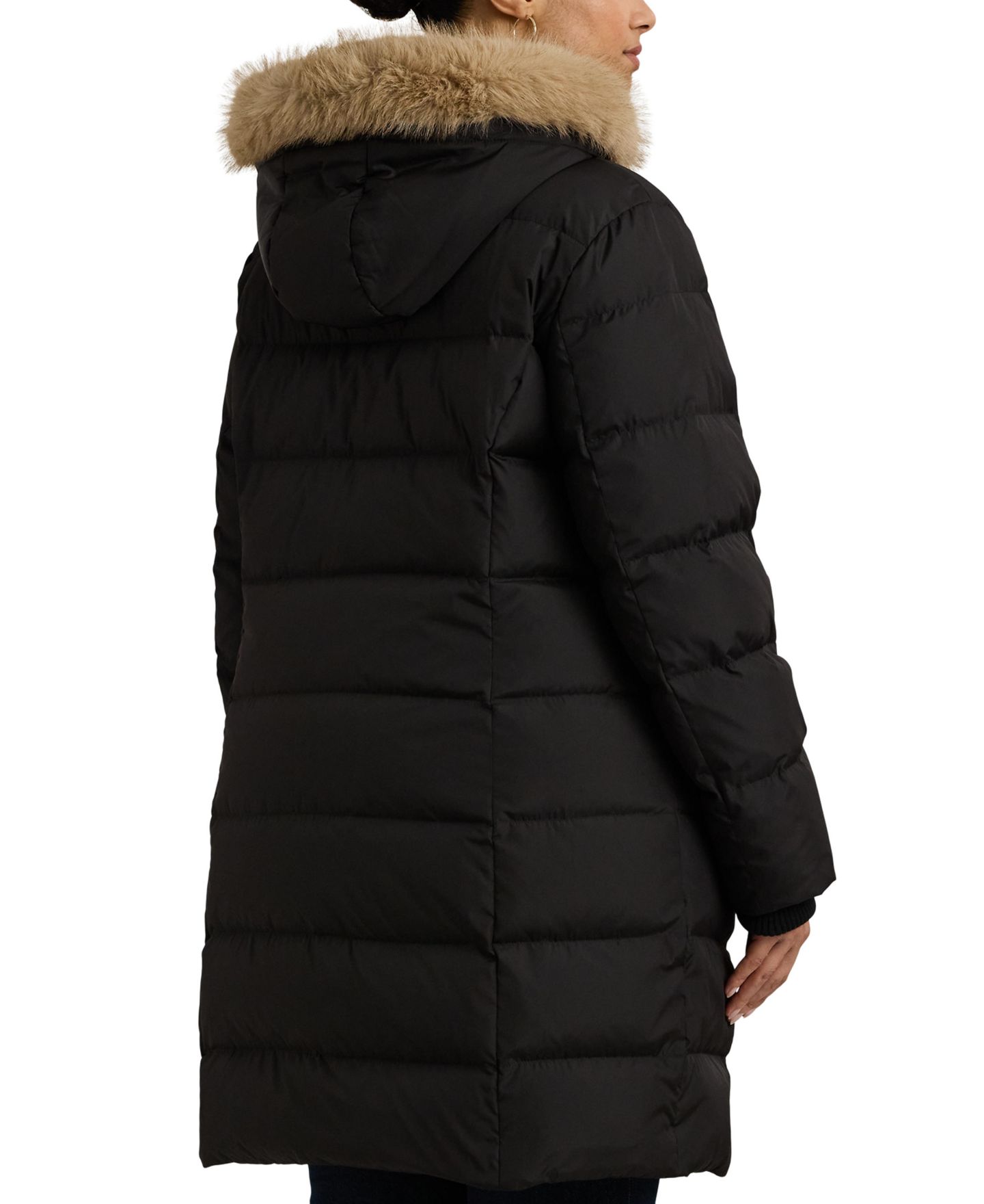 Женская куртка Lauren Ralph Lauren Faux-Fur Hooded Puffer Coat PXXS-3X, цвет: Чёрный — фото 10
