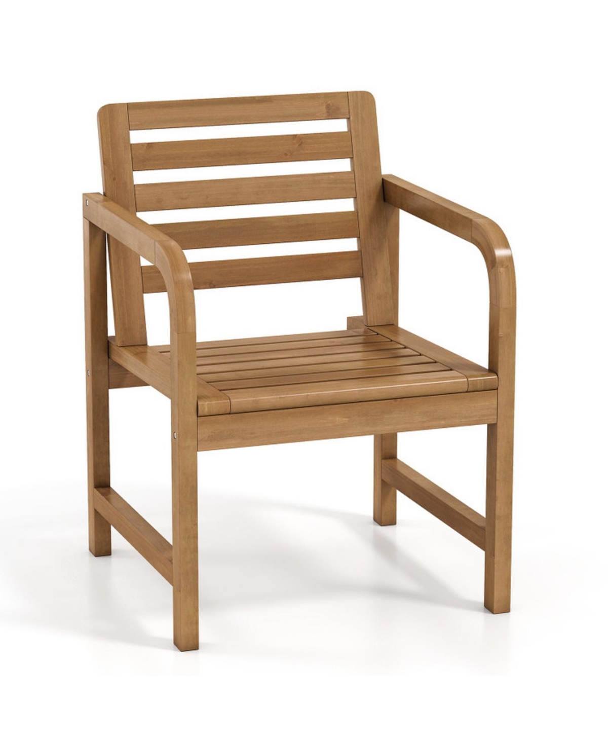 Gouun Slant-Back Slatted-Seat Solid Teak Wood Patio Armchair