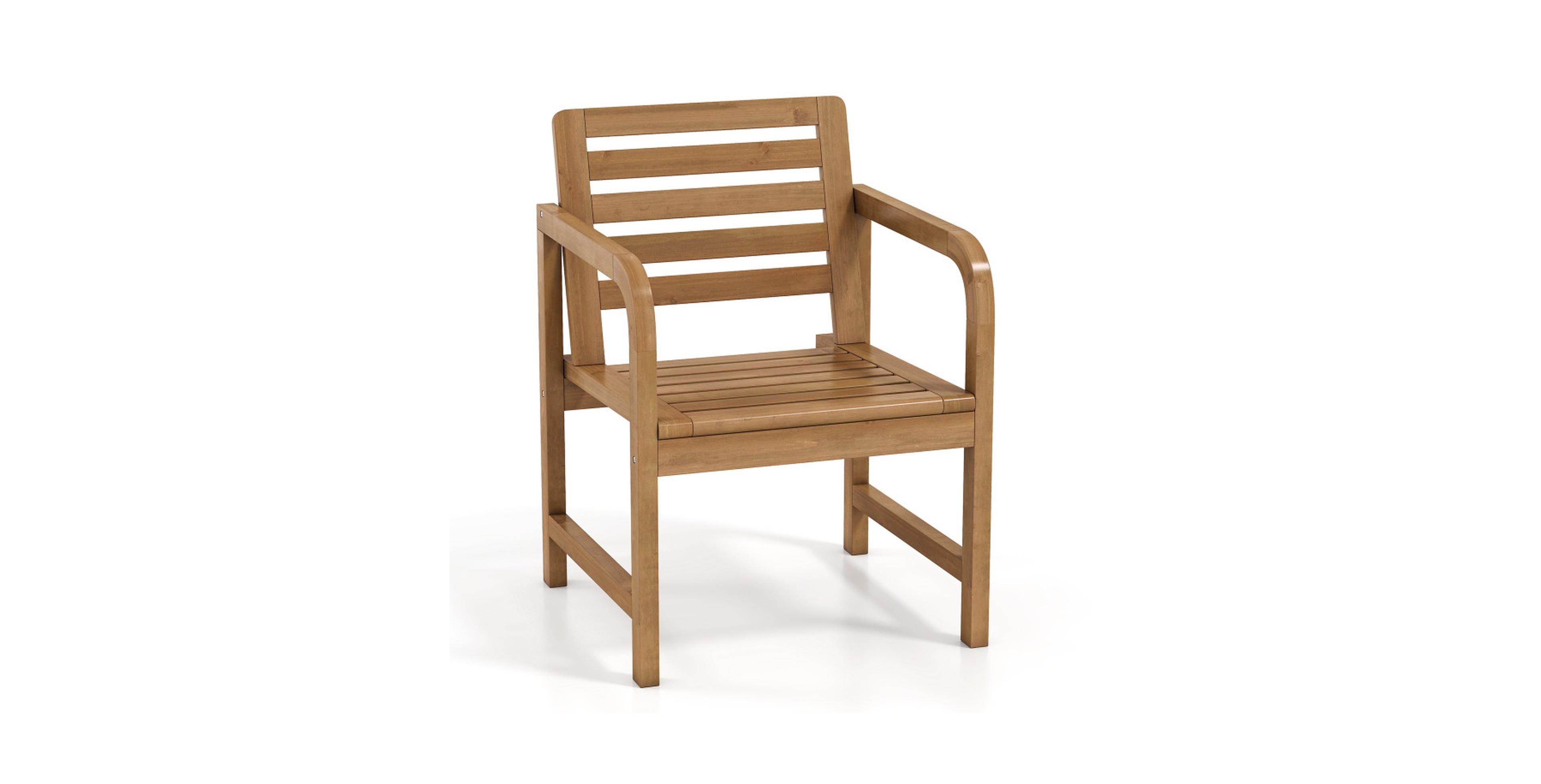 Gouun Slant-Back Slatted-Seat Solid Teak Wood Patio Armchair