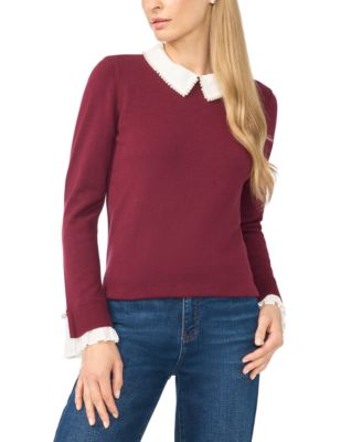 Women's Peter-Pan Collar Pullover Long Sleeve Sweater 