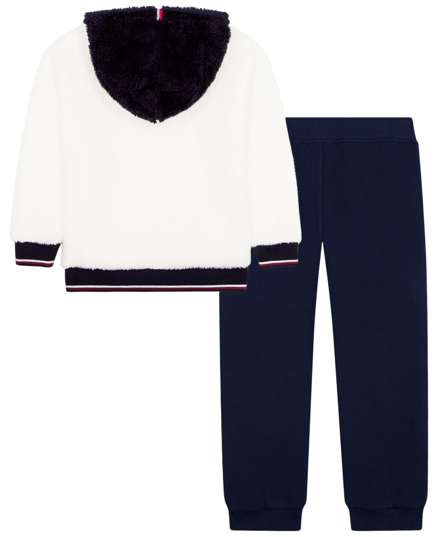Комплект Tommy Hilfiger Sherpa Hooded Hoodie and Jogger Pants, 2-Piece Set для мальчиков-малышей, цвет: Ванильный / Тёмно-синий — фото 2