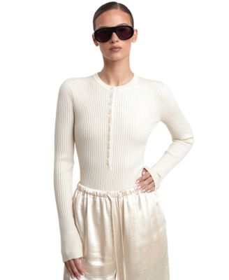 Women's Mireyae Long-Sleeve Ribbed-Knit Bodysuit