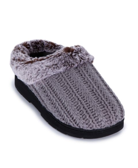 Женские сабо Isotoner Signature Cable-Knit Memory-Foam, цвет: Пепельный