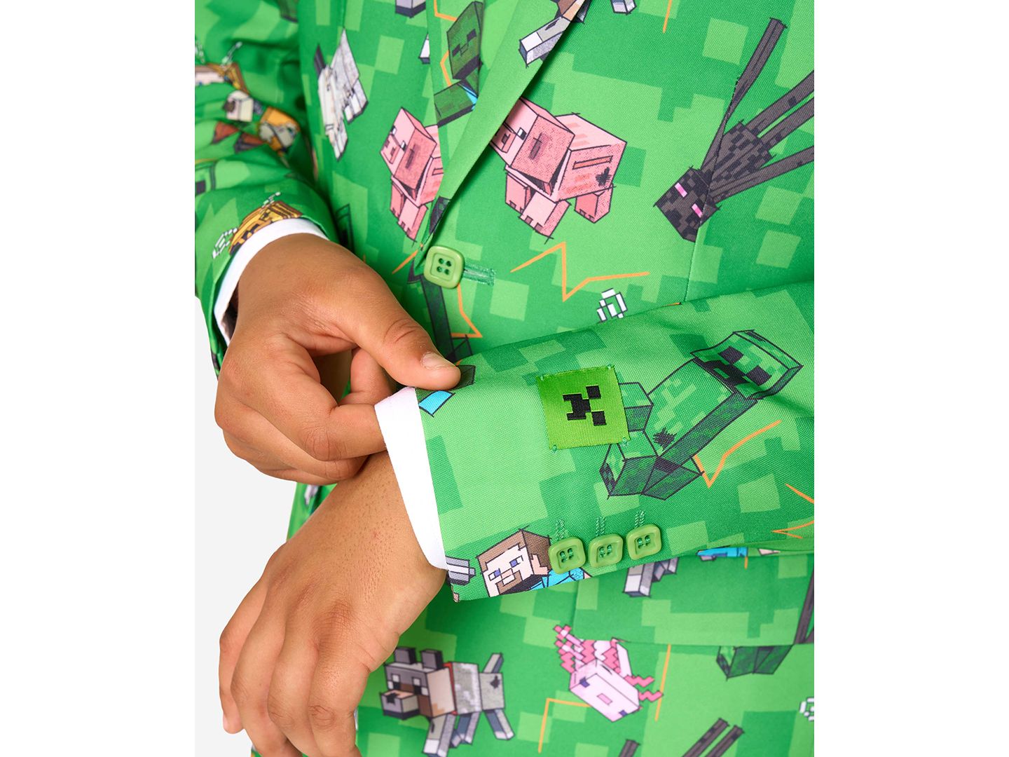 Детский комплект OppoSuits Minecraft: блейзер, брюки и галстук, 8-20, цвет: Зелёный — фото 5
