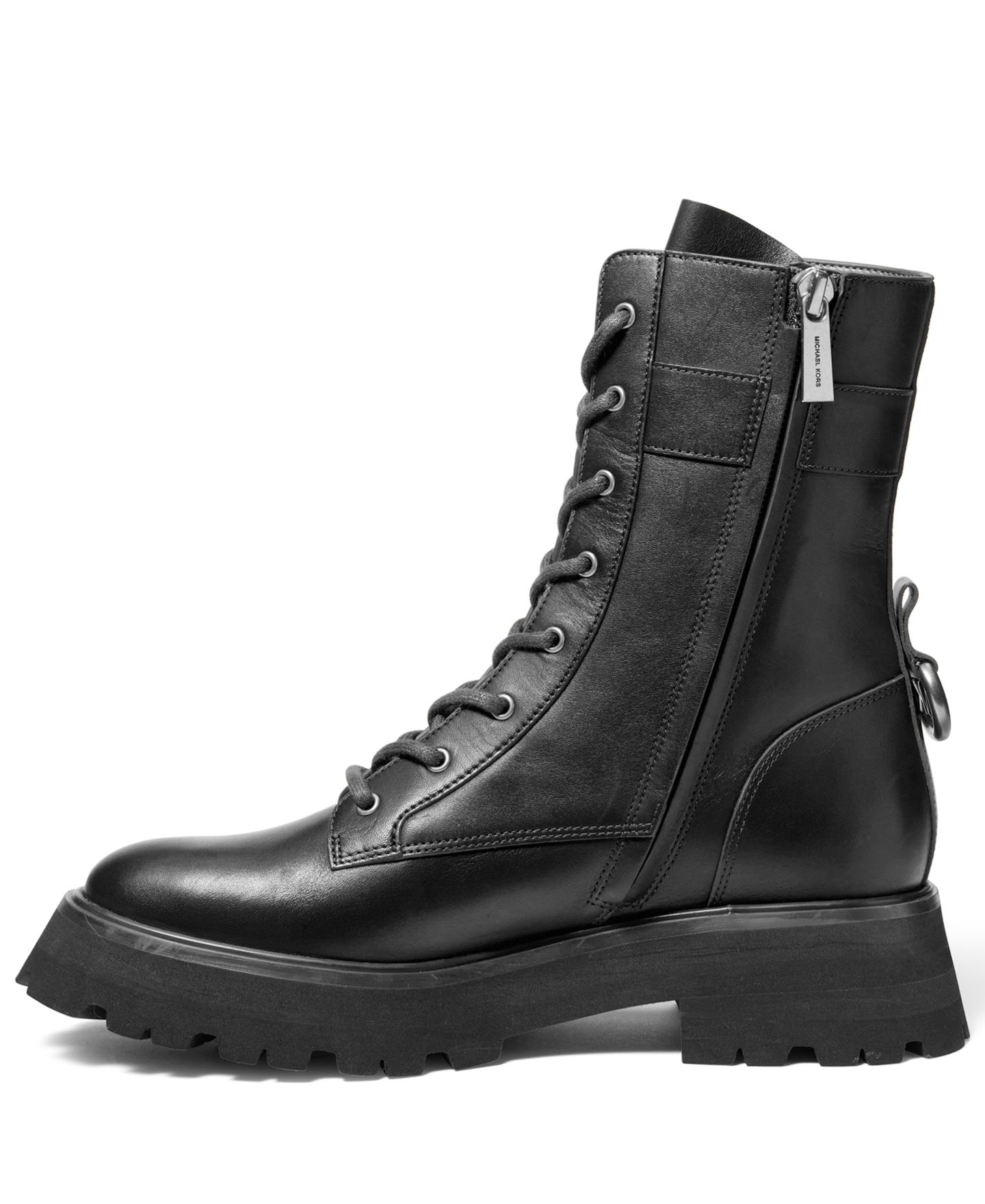 Женские ботинки Michael Kors Caleb Lug Zipper Booties, цвет: Чёрный кожаный — фото 4