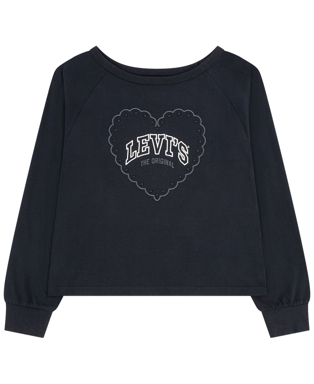 Levi's Girls' 7-16 Heart Knit Long-Sleeve Top - Anthracite