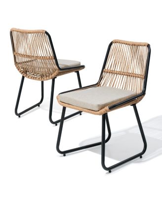 Outdoor Patio Dining Chair Wicker Back with Cushion
