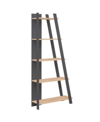 79-Inch Trapezoidal 5-Tier Bookshelf for Small Rooms
