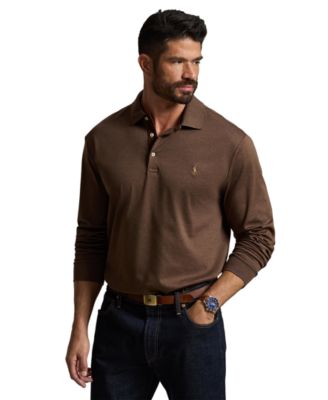 Men's Big & Tall Soft Cotton Long-Sleeve Polo Shirt
