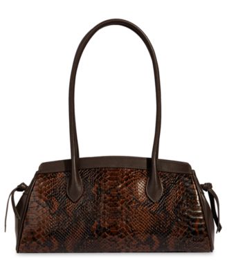 Elaina East/West Embossed Snake Leather Large Shoulder Handbag