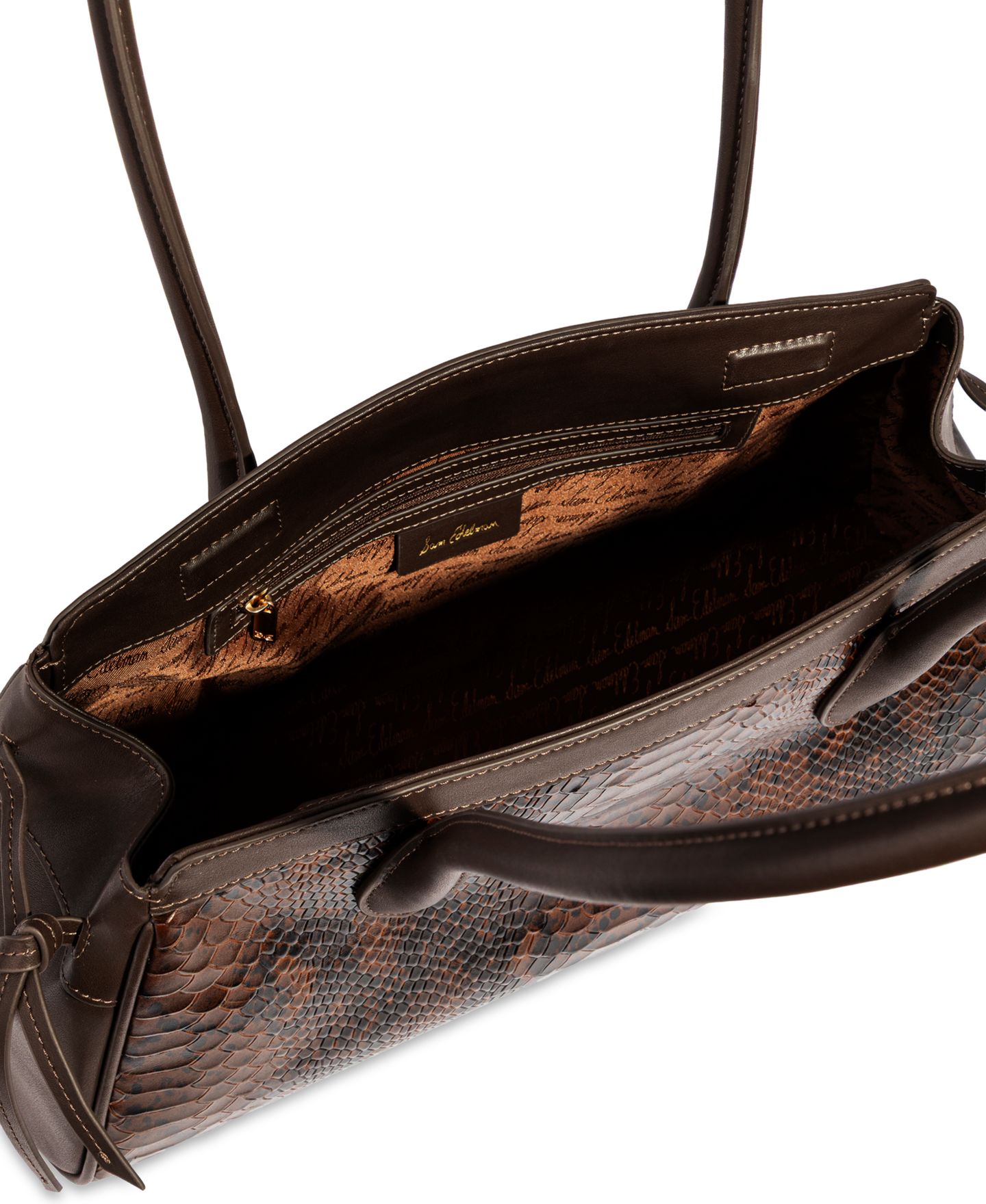 Женская сумка на плечо Sam Edelman Elaina East West с тиснением под змею, цвет: Горчичный — фото 4
