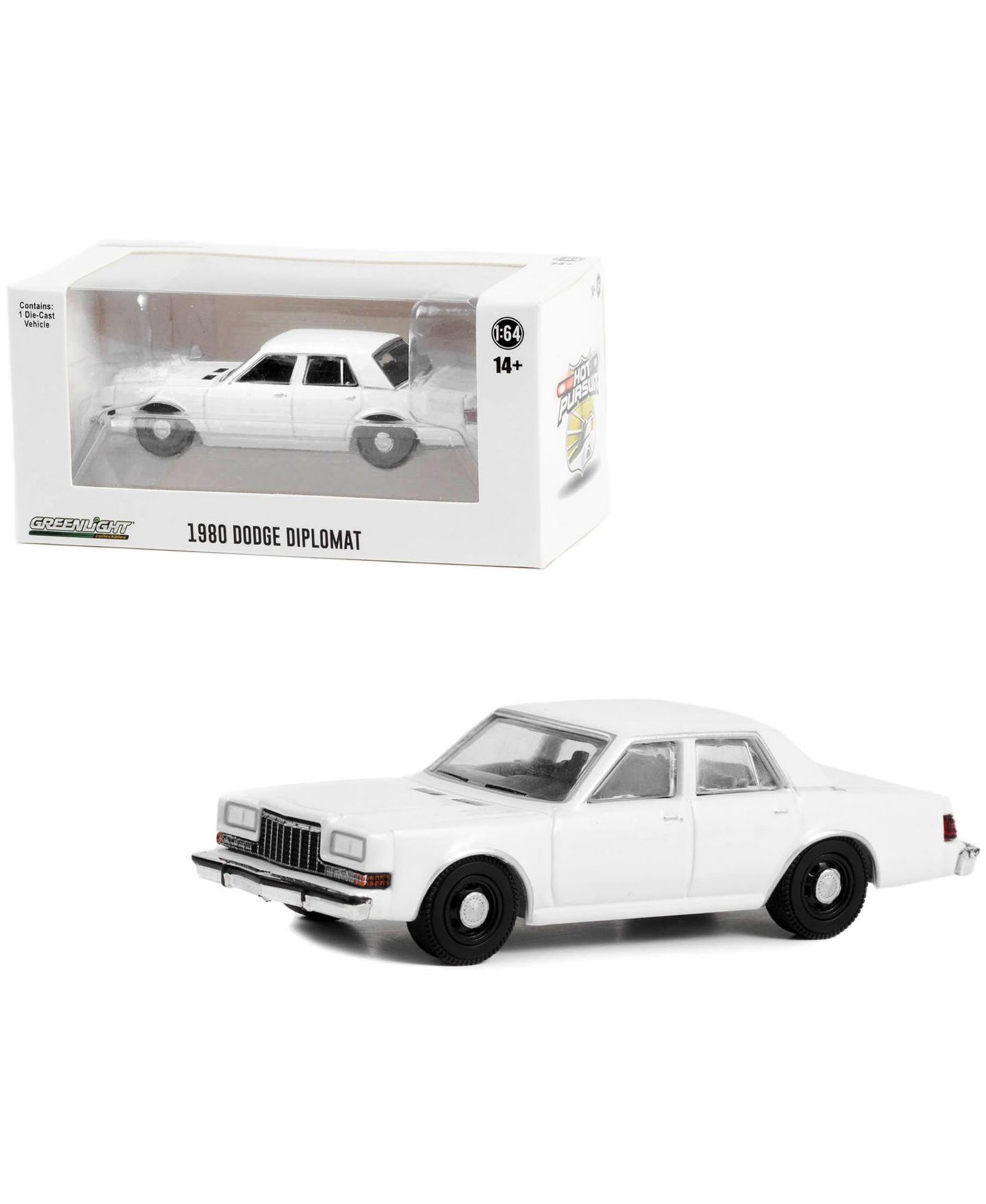 Детская игрушка Greenlight 1:64 Scale Hot Pursuit Hobby Exclusive Series 1980-1989 Dodge Diplomat Police Unmarked Diecast Model Car — фото 2