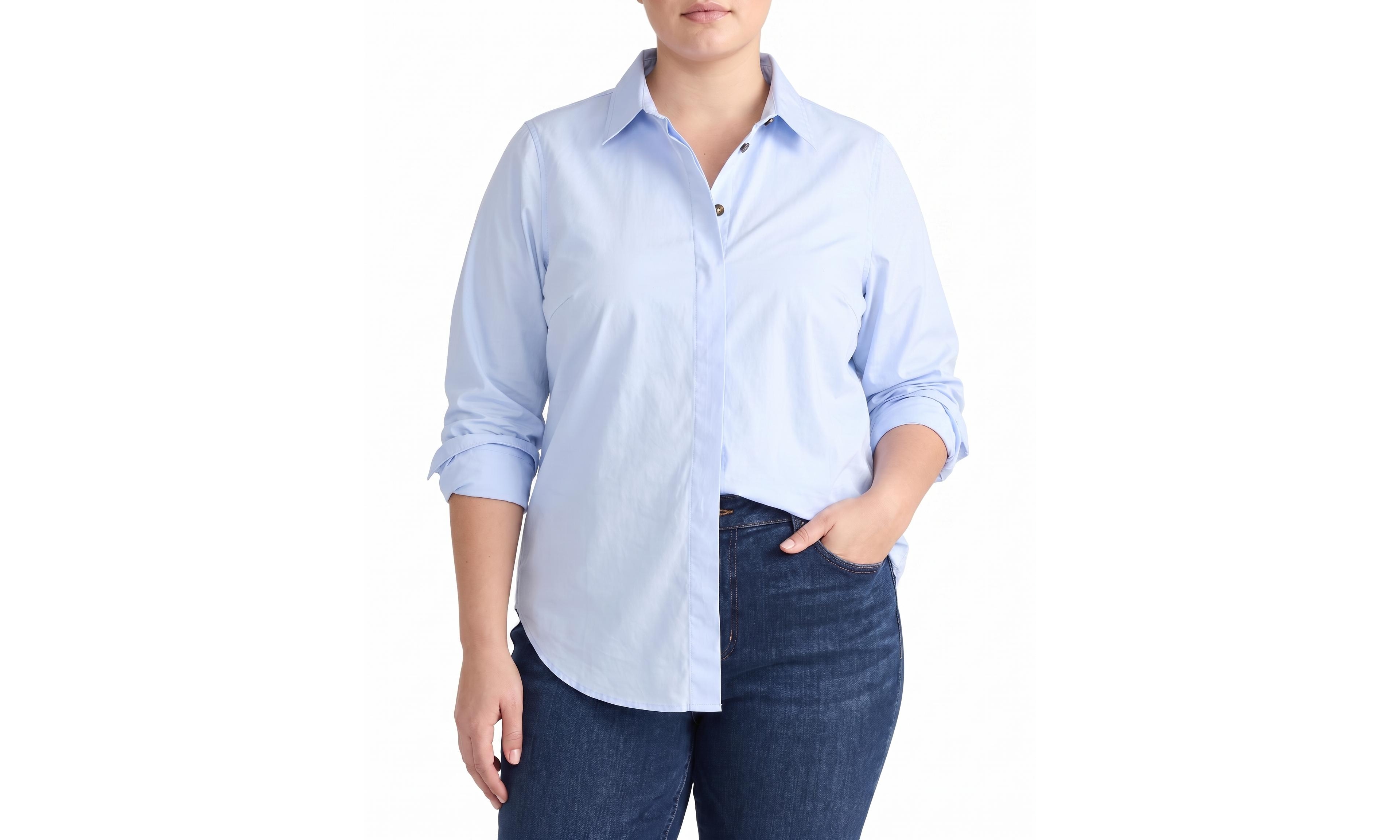 Universal Standard Plus Elbe Classic-Fit Stretch-Poplin Shirt