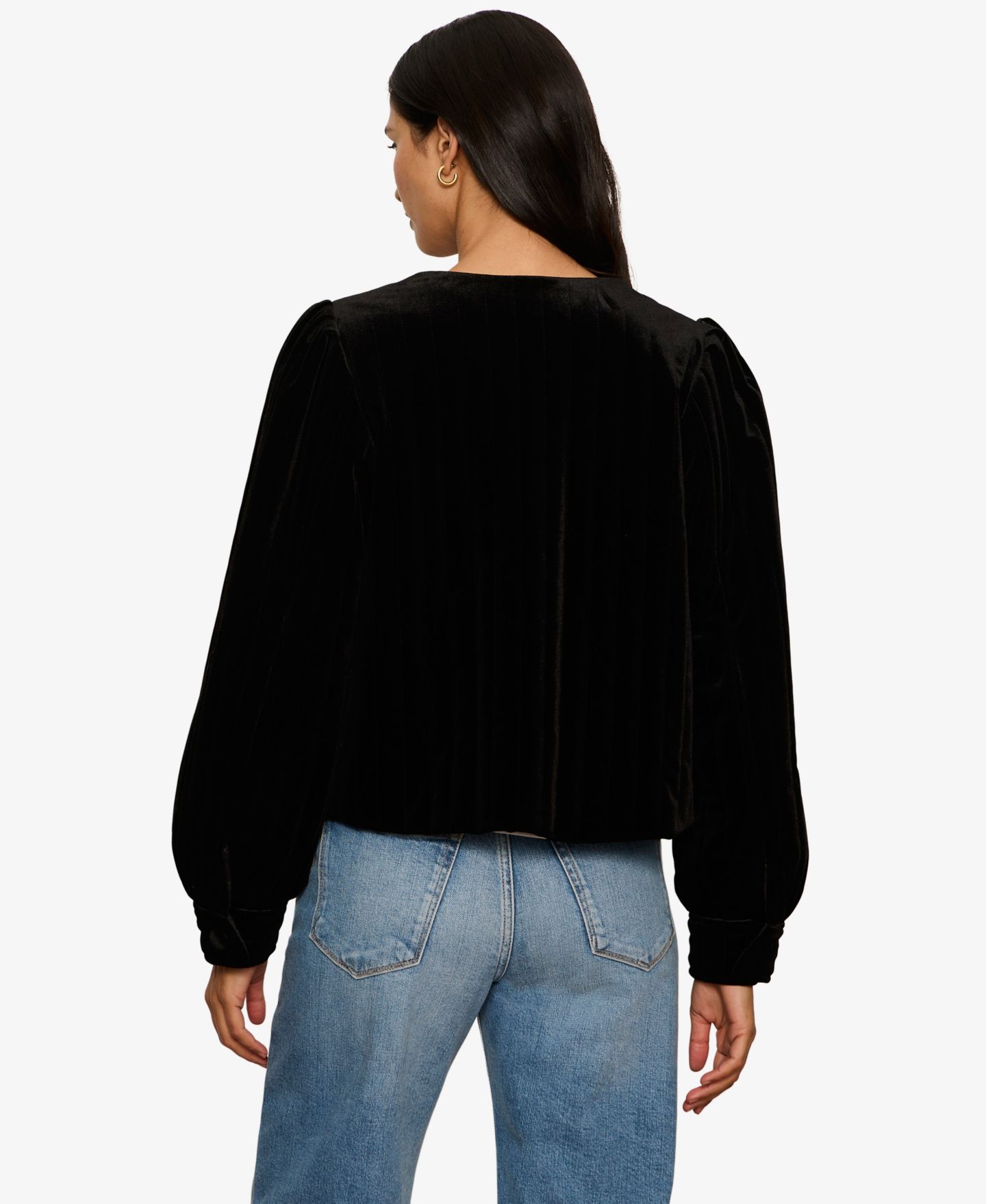 Женская куртка Sanctuary Pepper Velvet Cropped Puff-Sleeve, цвет: Чёрный — фото 6