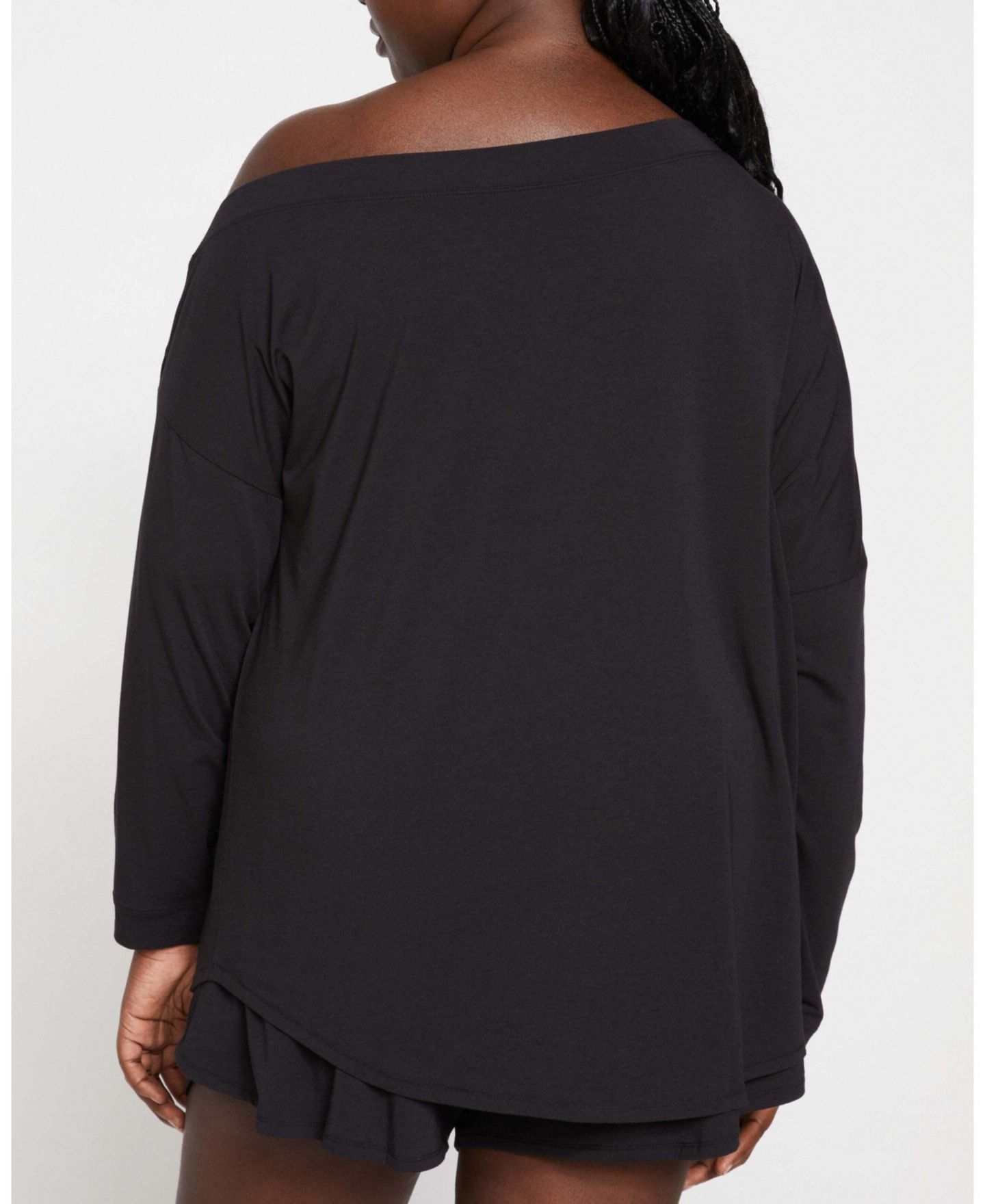 Женский топ Universal Standard Plus Size Ultimates Dolci Off-the-Shoulder Long-Sleeve Lounge, цвет: Чёрный — фото 2