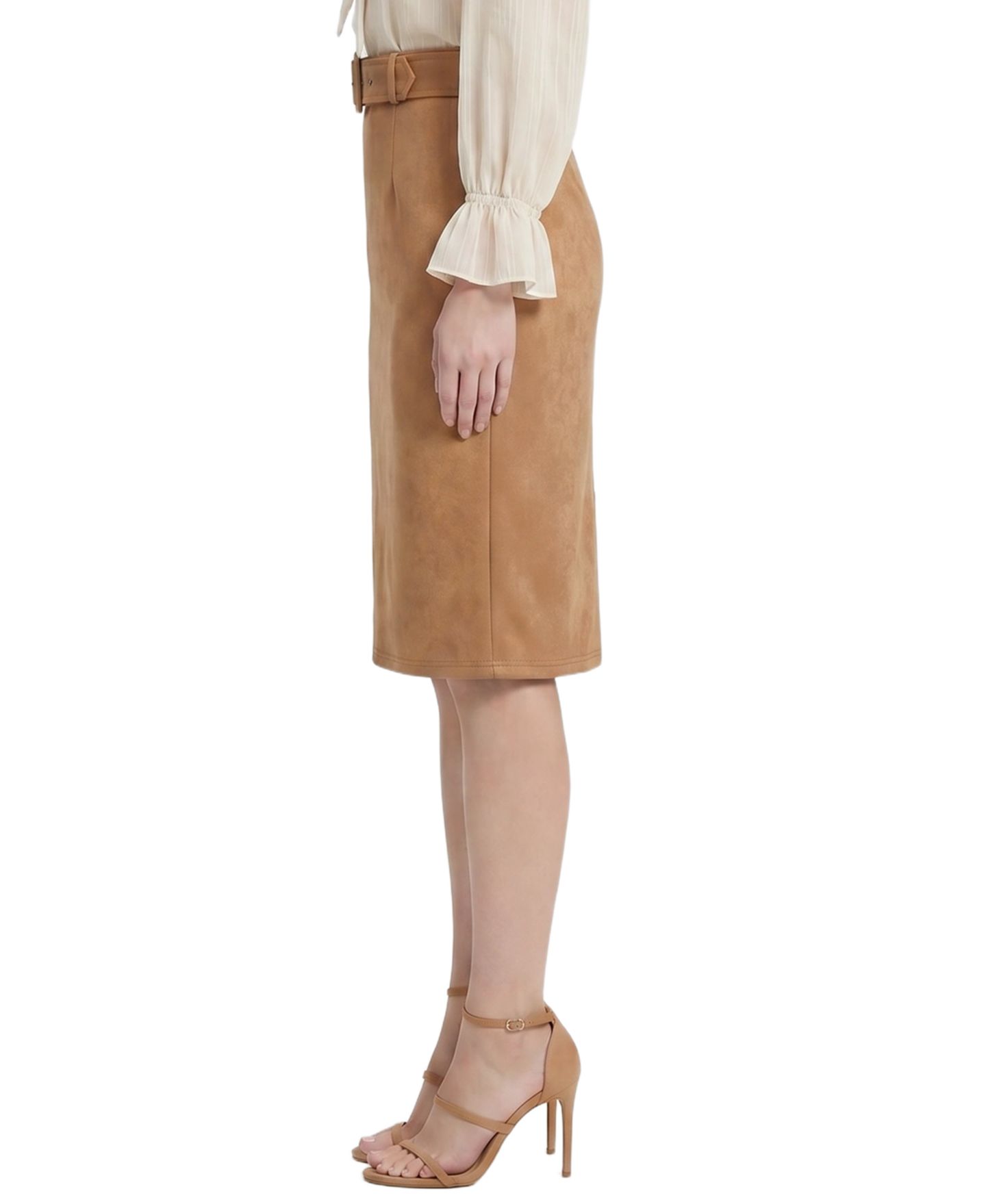 Женская юбка NY Collection High-Waisted Pencil Faux Suede, цвет: Мокко — фото 2