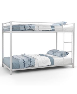 Low Profile Twin Over Twin Metal Bunk Bed with Full Length