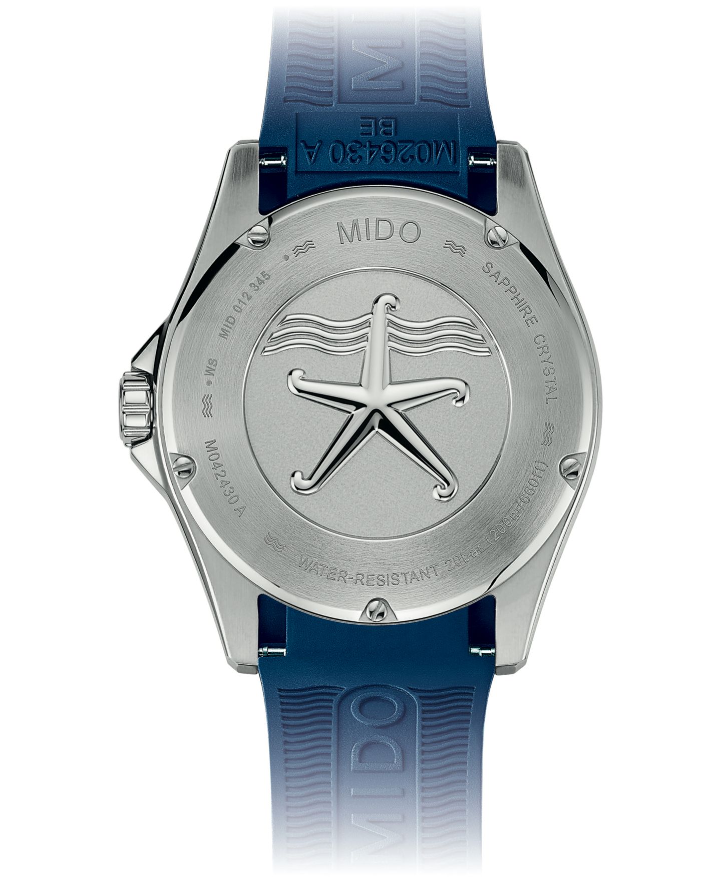 Мужские часы Mido Swiss Automatic Ocean Star 200C с синим каучуковым ремешком, 42.5 мм — фото 2